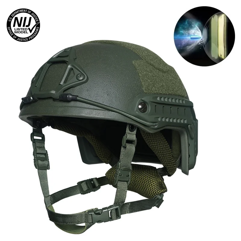 BOOIU-casco táctico rápido NIJ IIIA, suspensión forrada Wendy de grado, cascos a prueba de balas de PE, protección para juegos de pistola de aire CS en vivo para exteriores