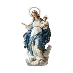 Estatua Virgen María escena navideña con Jesús niño para escritorio