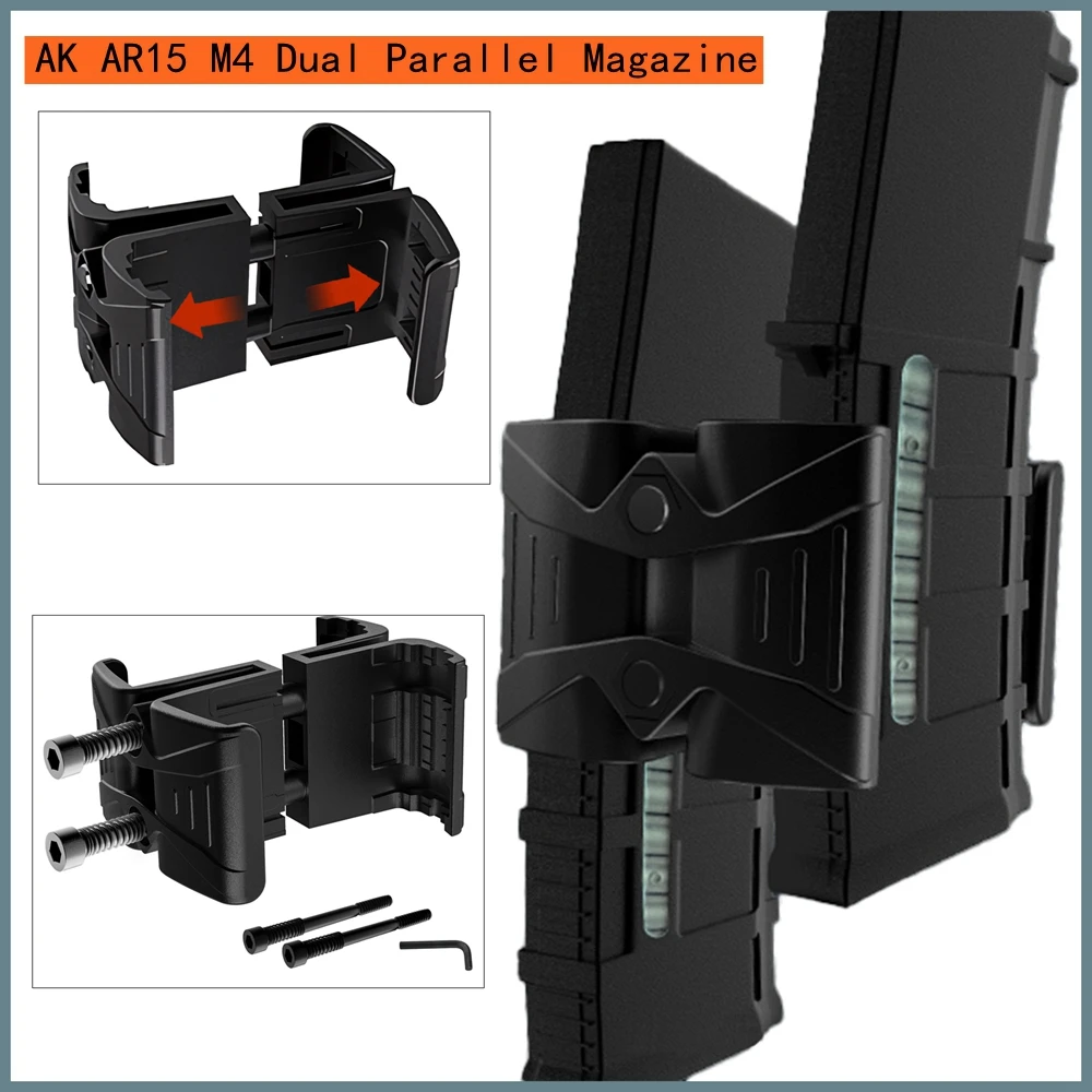 AK AR15 M4 táctico Universal Clip Rifle doble paralela enlace de revista cartucho redondo cargador de velocidad para disparar - imagen 2