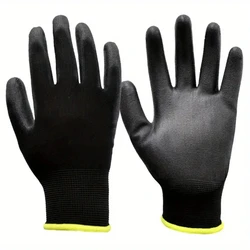 12 /24 pares de guantes negros/grises/horticultura, guantes de trabajo de seguridad, guantes de reparación, guantes recubiertos de palma, suministros para reparadores de carpintero