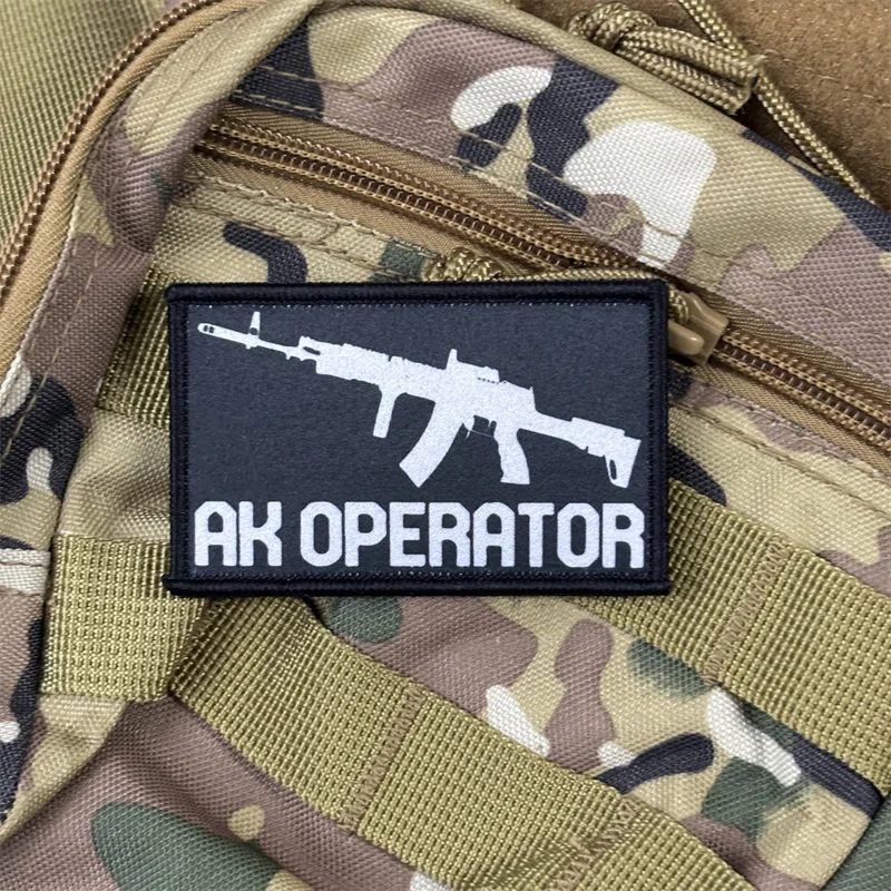 Parche impreso "AK OPERATOR", insignia de moral táctica, parches militares con gancho y bucle, pegatinas para mochila y ropa - imagen 2