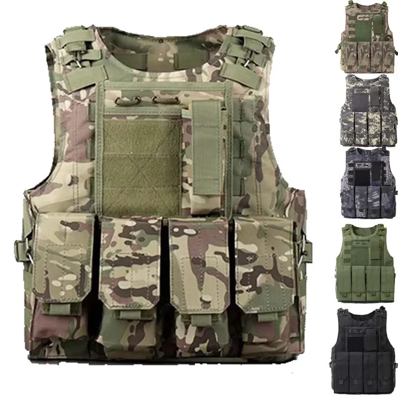 Chaleco táctico militar multibolsillo, chalecos corporales de combate, caza de seguridad al aire libre CS, chaqueta de entrenamiento Airsoft, chaleco láser Molle de seguridad