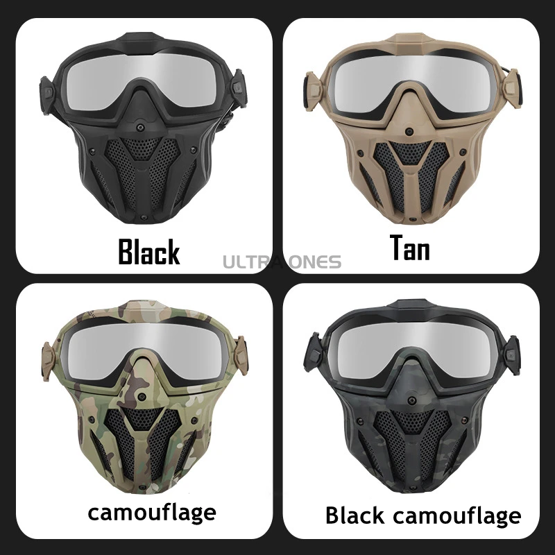 Máscara táctica de cara completa, ventilador antiniebla, equipo de protección de seguridad para tiro, caza, Airsoft, Paintball, gafas desmontables, juego de máscaras - imagen 2