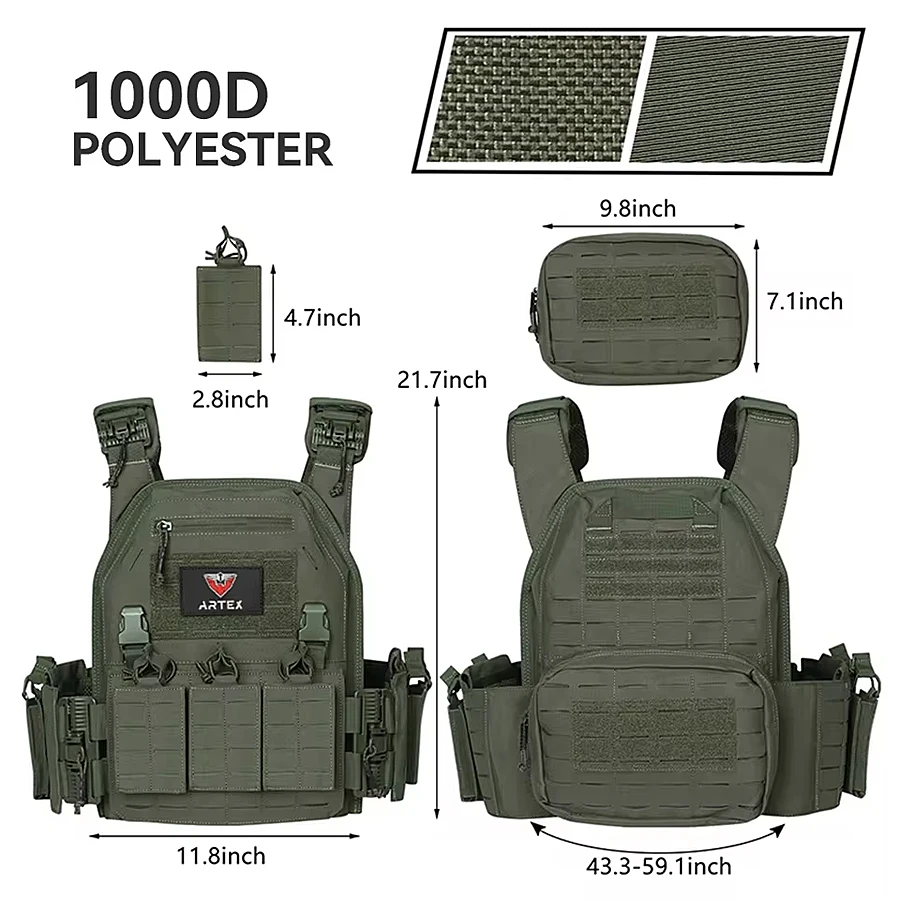 Chaleco verde de caballería con chaleco Molle de seguridad de liberación rápida - imagen 5