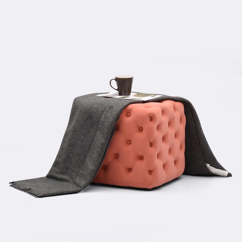 Taburete para cambiar zapatos de guardarropa, taburete de sofá de terciopelo para el hogar, taburete pequeño de asiento suave, nórdico - imagen 3