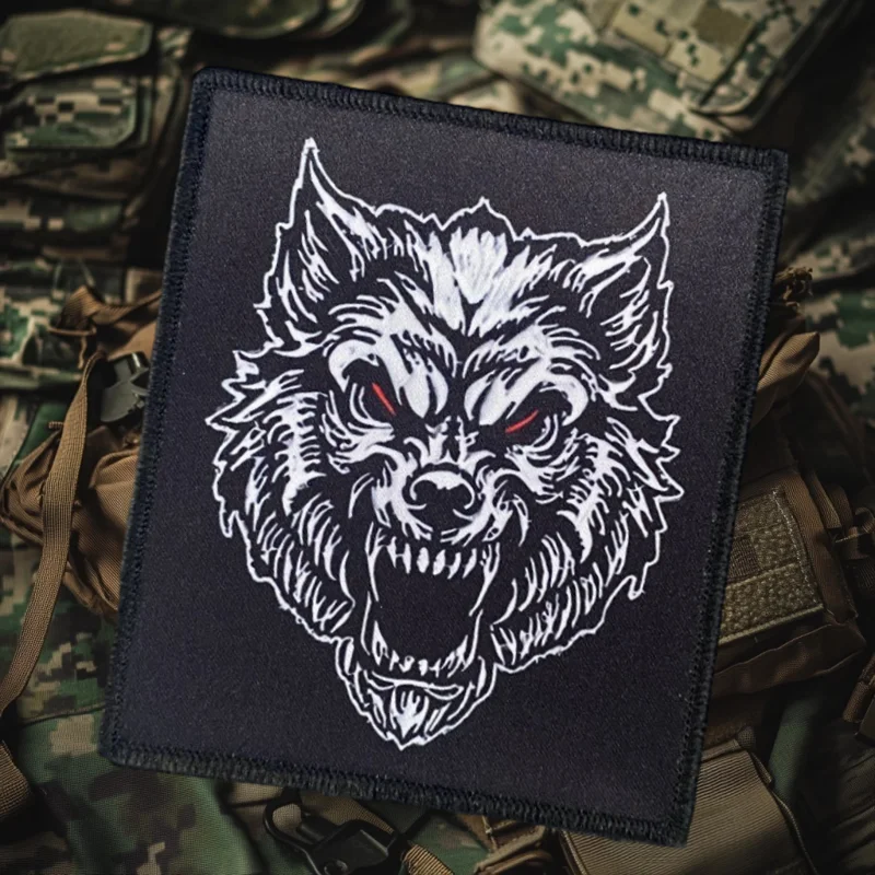 Parche táctico de lobo, insignia de moral militar, gancho y bucle estampado, mochila, ropa, accesorios decorativos, pegatina, brazalete