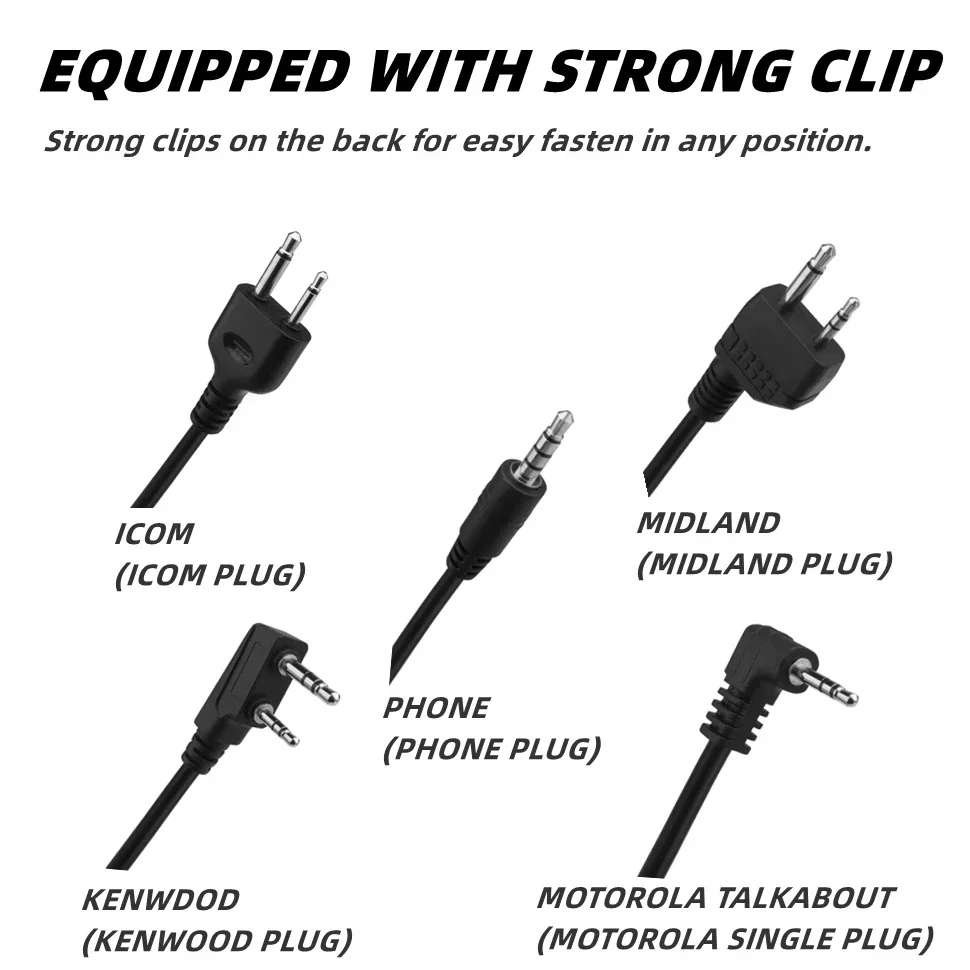 U94 PTT V2 modelo U174 Cable enchufe para caza Airsoft auriculares, adaptador PTT para Walkie Talkie Motorola Kenwood Baofeng Radio - imagen 5