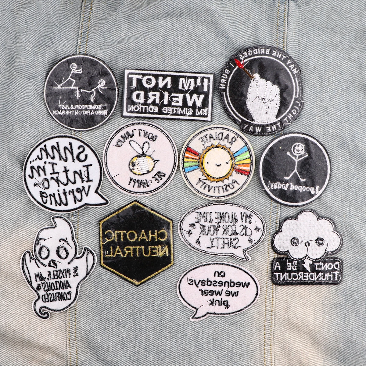 Parche divertido para planchar para hombre, parche para ropa, parche bordado con letras, accesorios de ropa, pegatinas de costura - imagen 5