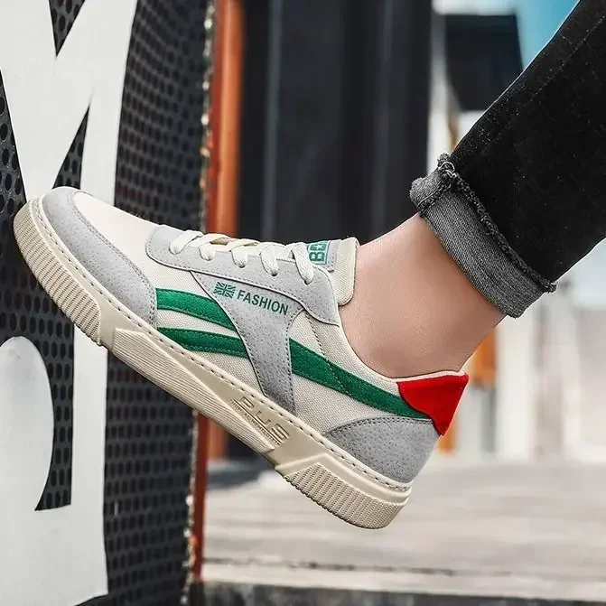 Zapatos vulcanizados de tendencia para hombre, zapatos planos casuales, moda Primavera Otoño, zapatos de lona, zapatillas de deporte de encaje para estudiantes para caminar para hombre Tenis - imagen 5