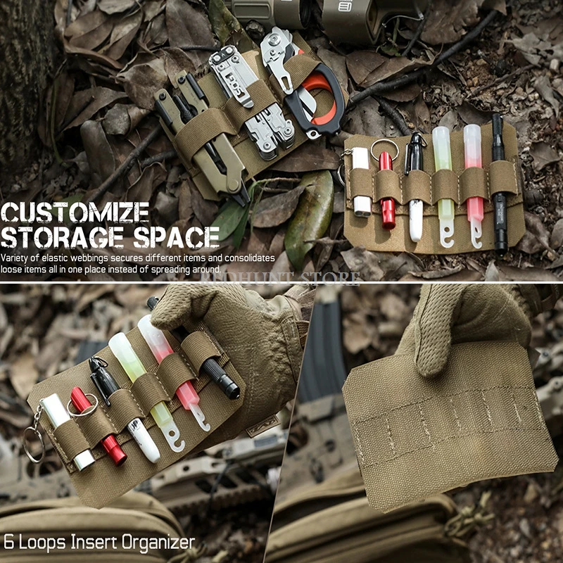 Bolsa táctica de almacenamiento, fijador elástico, gancho y bucle, mochila/chaleco táctico, accesorios, accesorios de granada de caza, inserto elástico - imagen 3