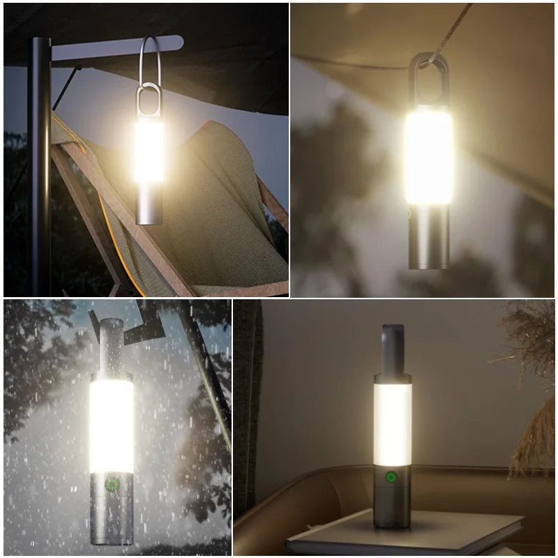 Linterna LED con haz de luz COB con Zoom, pantalla de lámpara roja, azul y verde, recargable por USB, multiusos, para exteriores, senderismo, Camping, pesca - imagen 5