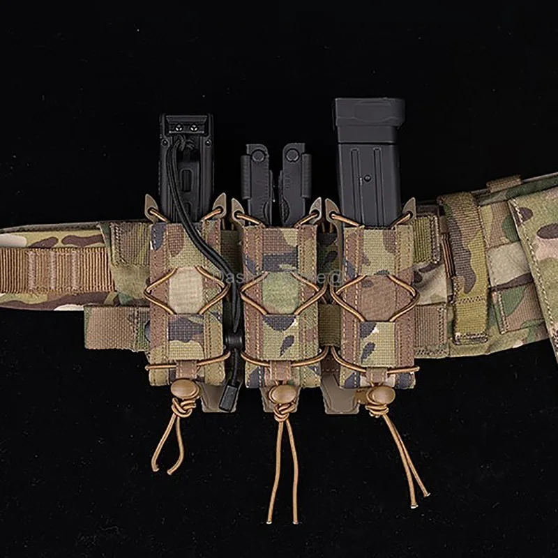 Bolsa para revistas tipo tigre de 9mm, pistola táctica, Clip Triple Mag Molle.40.45ACP, funda para linterna EDC, portacuchillos Airsoft GBB - imagen 4