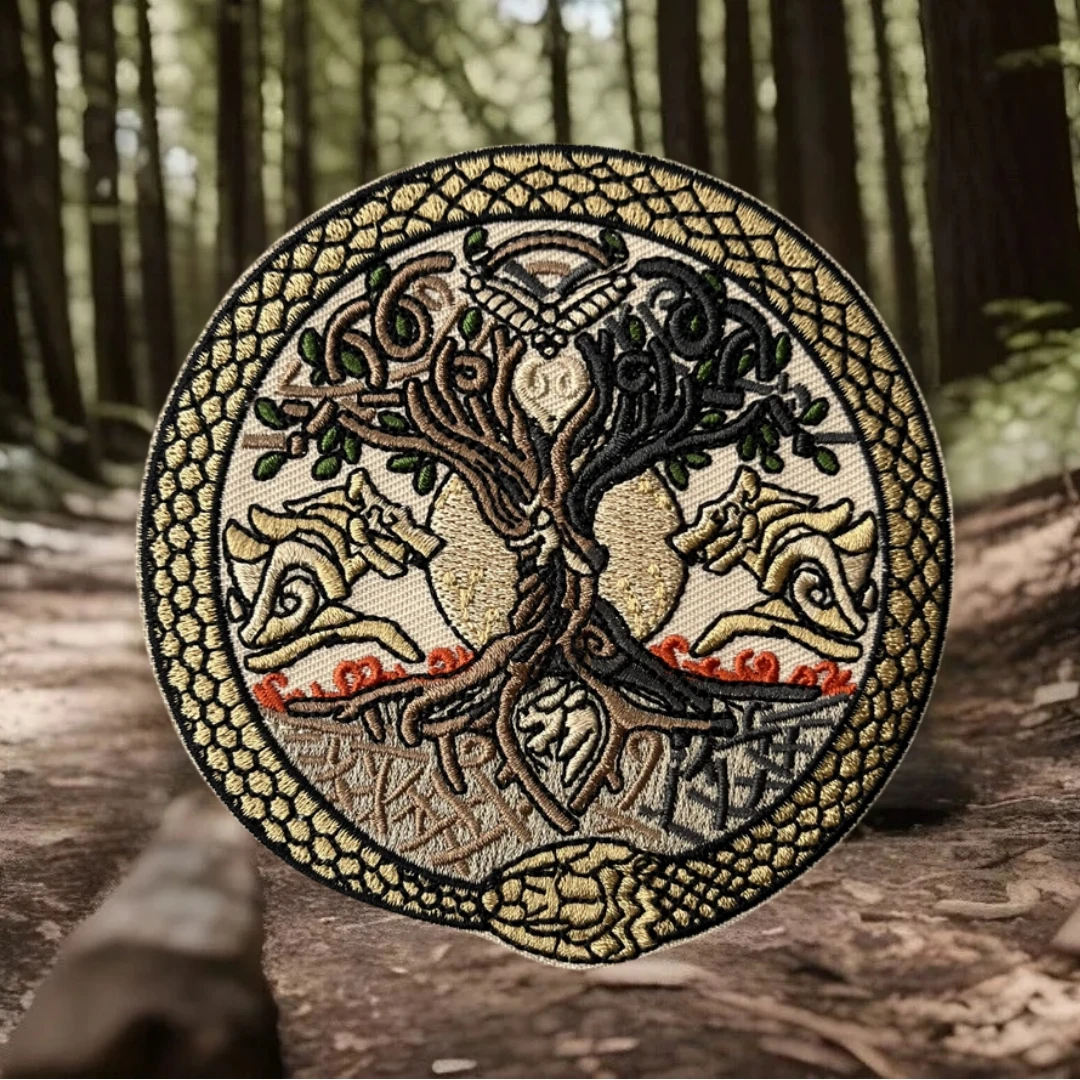 Parche de árbol de la vida, brazalete de moral táctico, mochila del ejército militar, pegatina, parches de gancho y bucle bordados de serpiente para ropa - imagen 4