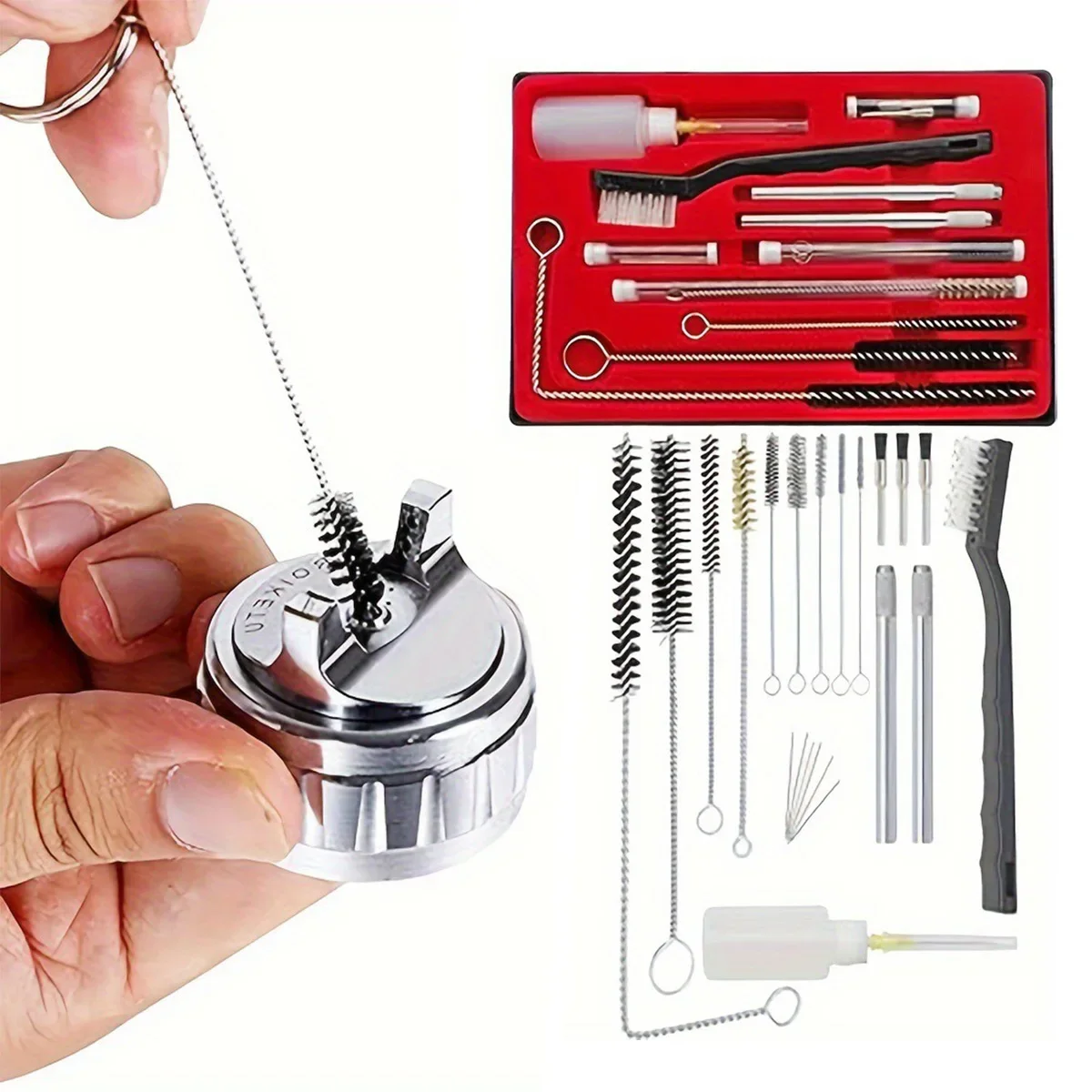 Kit de limpieza de pistola de pintura, juego de cepillos de limpieza de pistola pulverizadora profesional, herramientas de limpieza, pincel para limpiar manchas de aceite, plástico y Metal - imagen 3
