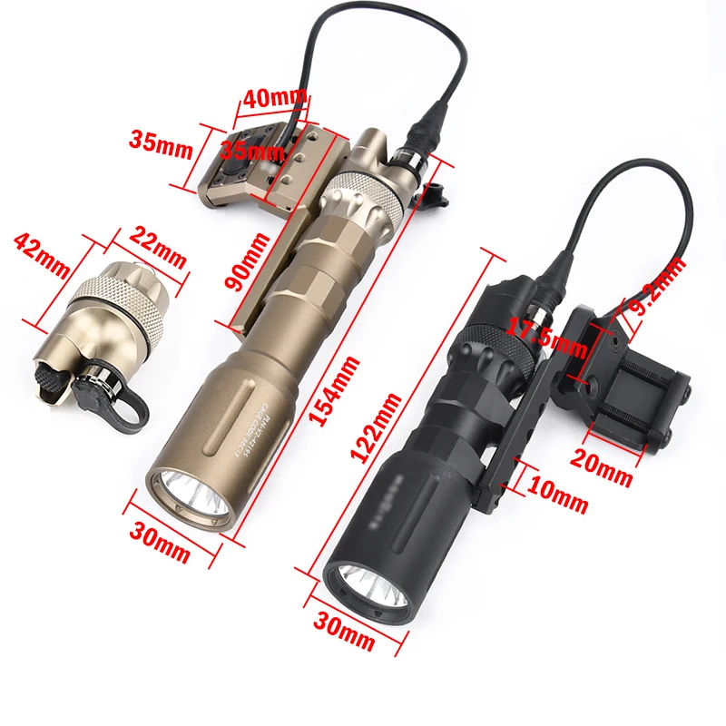 Scout PLH-V2 1300 lúmenes táctico LED linterna de alta potencia Metal PLHv2 arma luz Mod botón interruptor caza Base de montaje compensado - imagen 5