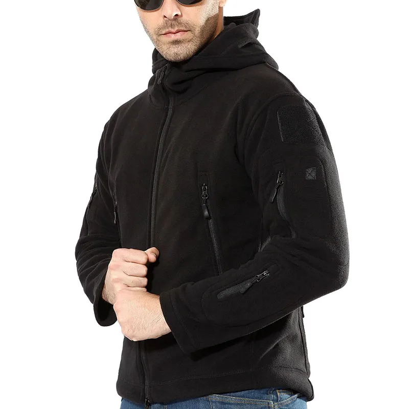 Chaquetas tácticas de lana para hombre, abrigo militar de combate de concha suave, chaqueta térmica con capucha para exteriores, Invierno - imagen 3