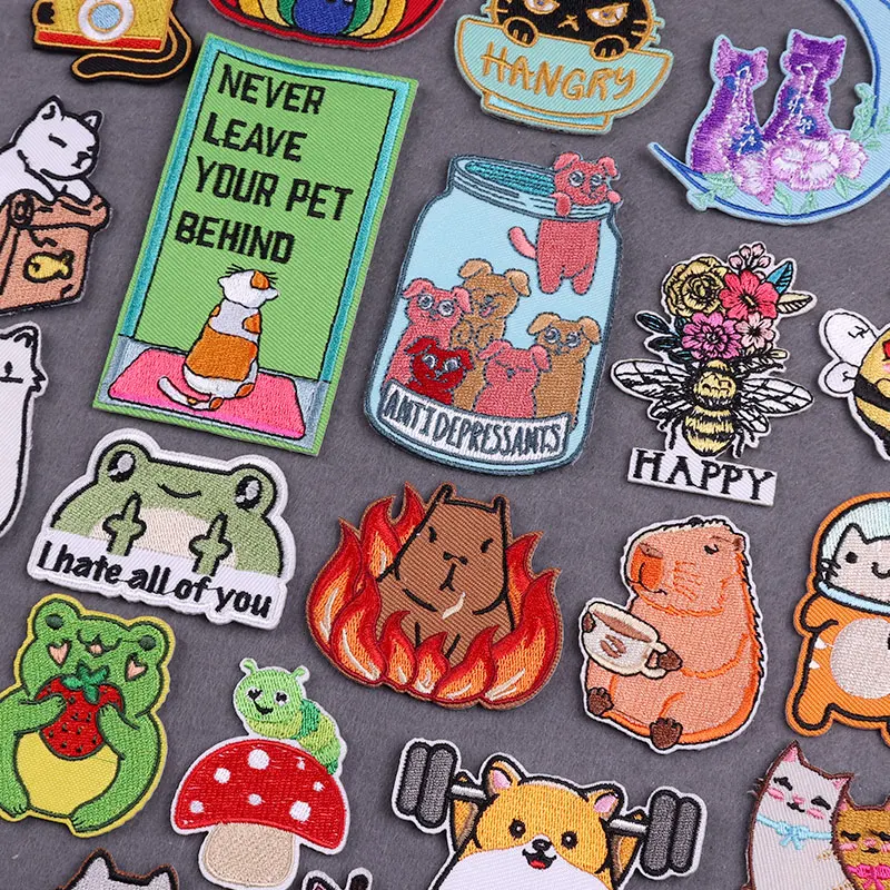 Parche bordado de Animal lindo Capybara, parches termoadhesivos para ropa, insignia de dibujos animados DIY, mochila