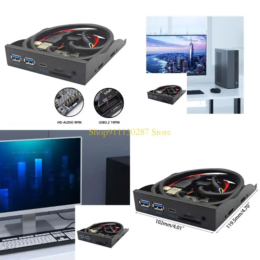 Divisores J1HC 3,5” Panel frontal expansión 19 pines a puerto tipo C Conectores 3,5 mm