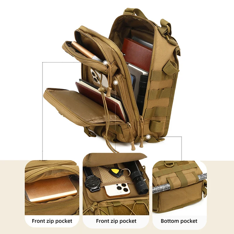 Bolso de pecho táctico MOLLE para hombre, bolsa cruzada de un solo hombro, deportes, senderismo, viajes al aire libre - imagen 4