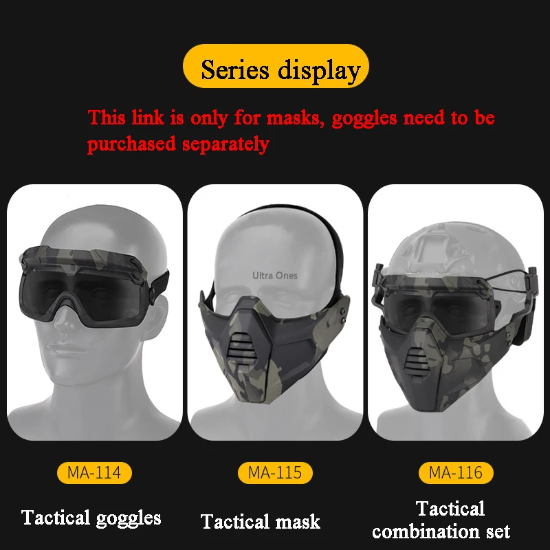 Mascarilla táctica de Airsoftsports para hombre, máscara de media cara para tiro al aire libre, Paintball Cs Wargame, combate - imagen 5