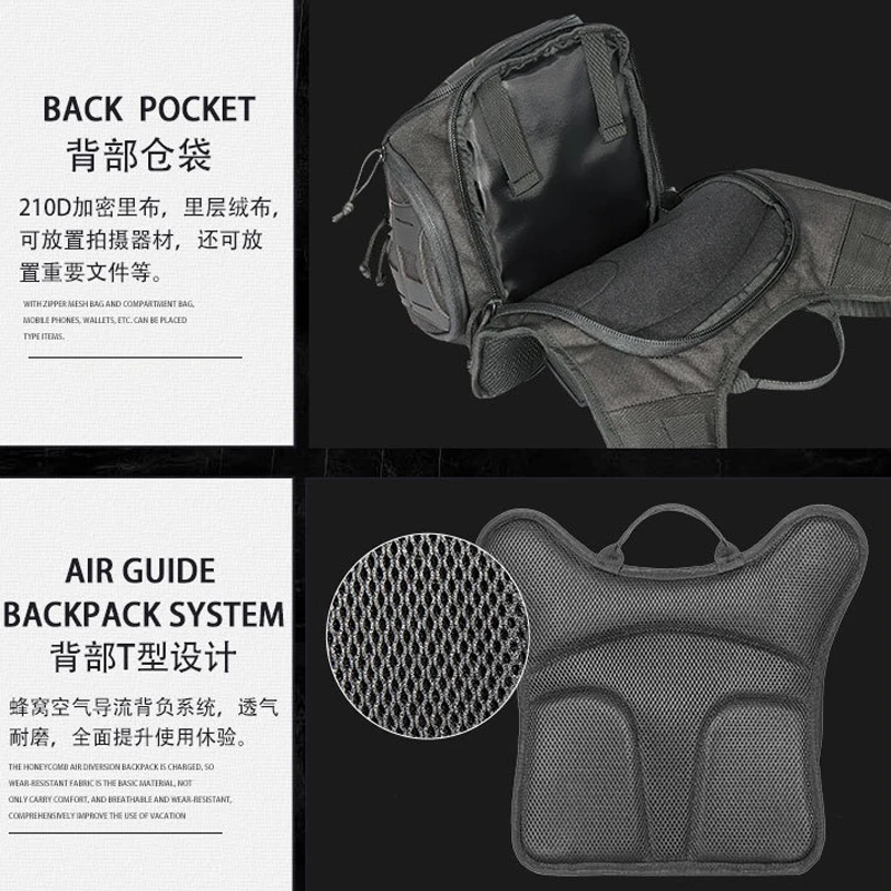 YAKEDA-Bolso de hombro táctico para el pecho, bolso de cámara, sistema MOLLE, 600D, nailon, al aire libre para ciclismo, caza, militar, cruzado, 15L - imagen 5