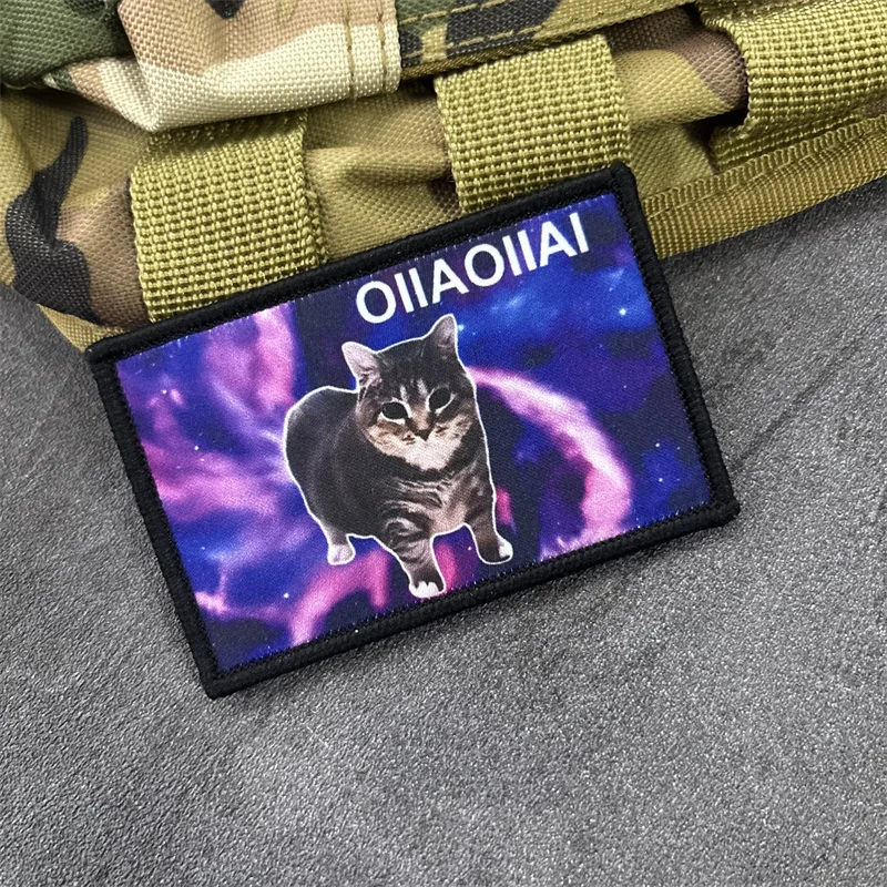 Parche estampado táctico "OIIAI" para ropa, insignias de moral, parche de gato bonito con gancho, pegatinas para mochila - imagen 4