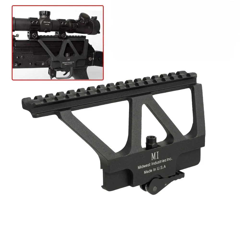 Riel lateral táctico de aluminio QD AK, montaje de mira de punto rojo, riel Picatinny de 20mm para Rifle Airsoft AK 47 AK 74, caza