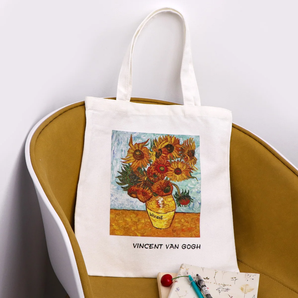 Van Gogh Girasoles Bolso Bolsos de hombro para mujer Bolso de compras vintage Bolso de mano de lona informal - imagen 4
