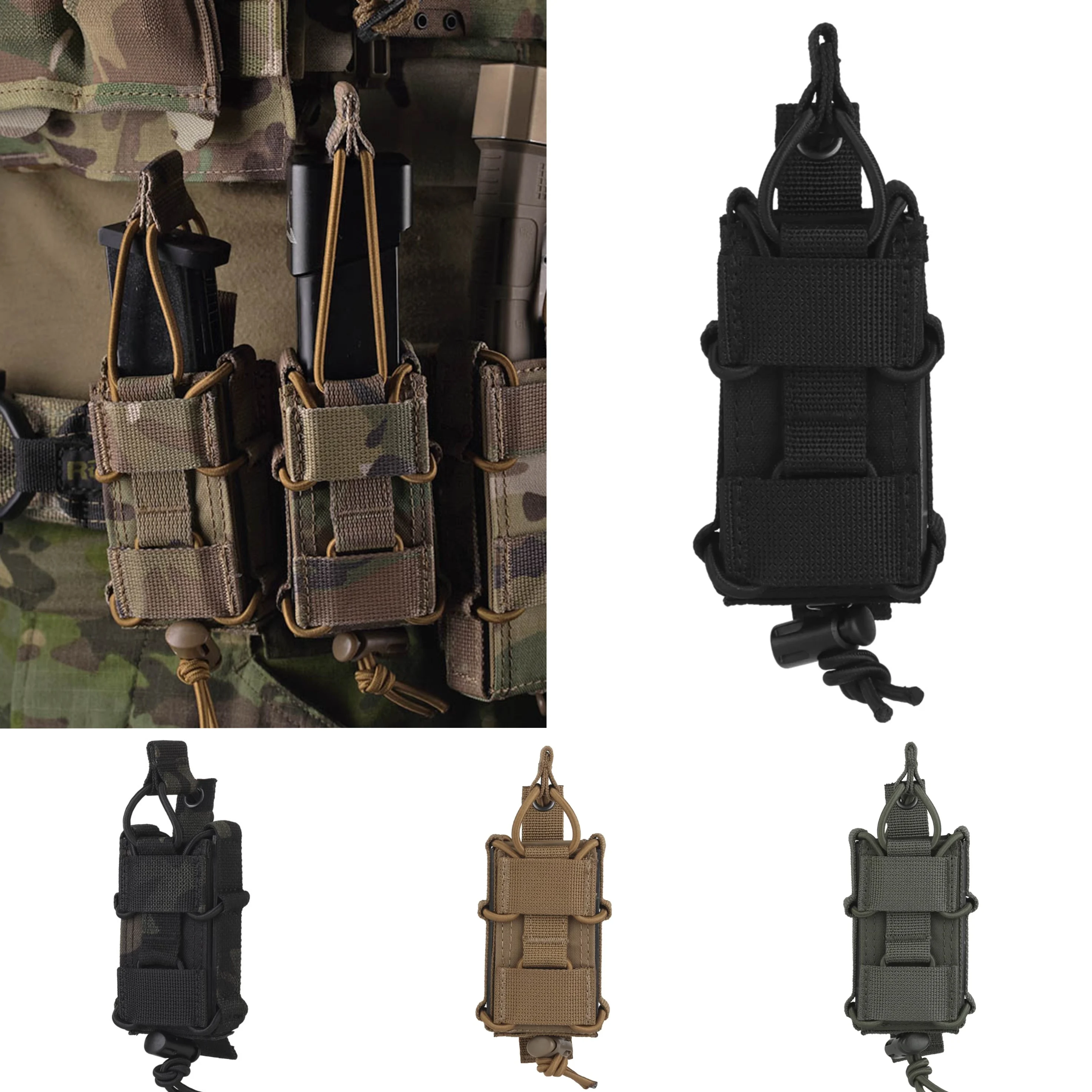 Funda táctica MOLLE para cargador de pistola con linterna - imagen 2