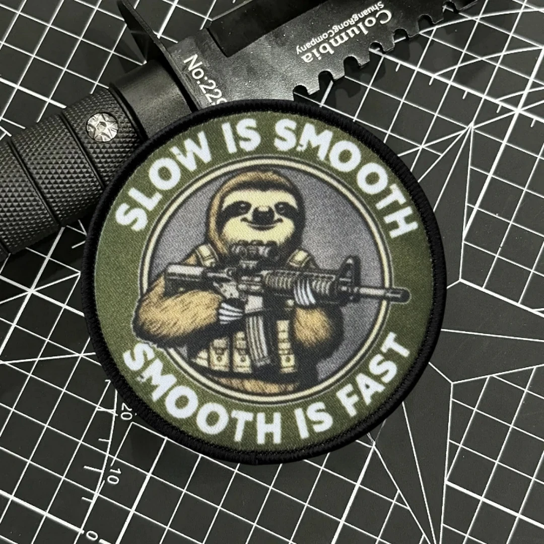 Lento es suave es rápido parche táctico moral ejército militar perezoso impreso gancho bucle parches para ropa mochila pegatina - imagen 4