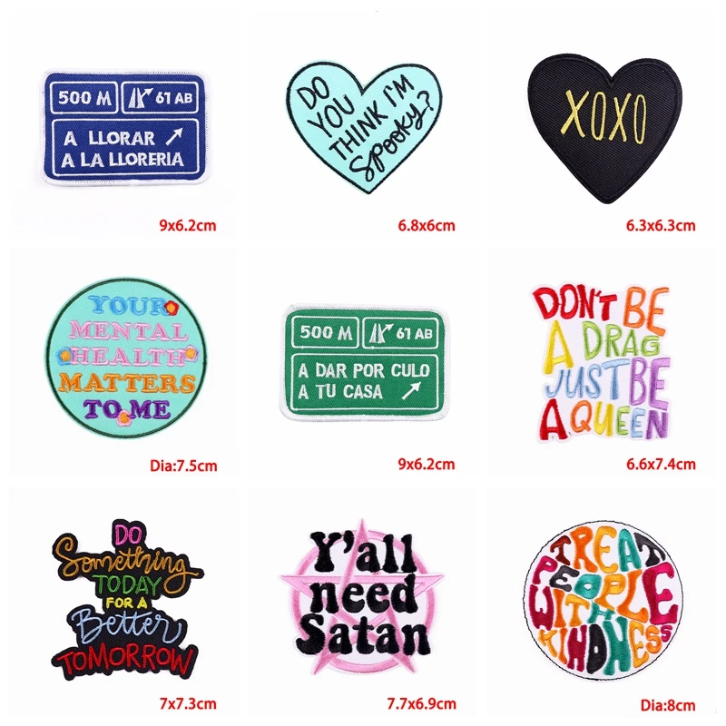 Parche bordado con letras de arcoíris de dibujos animados, parches termoadhesivos para planchar en la ropa, bricolaje, 10 unids/lote - imagen 3