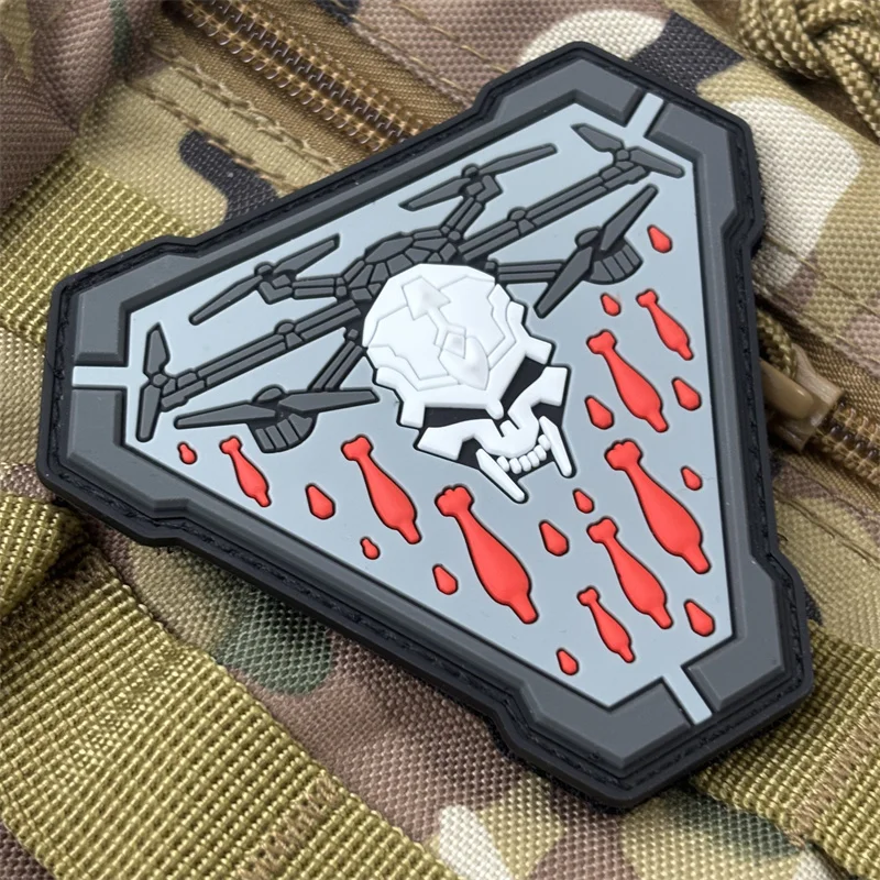 Parche militar de PVC 3D "Droneskeleton Missile", insignia de moral táctica, parches con gancho, pegatinas para mochila, brazalete - imagen 4