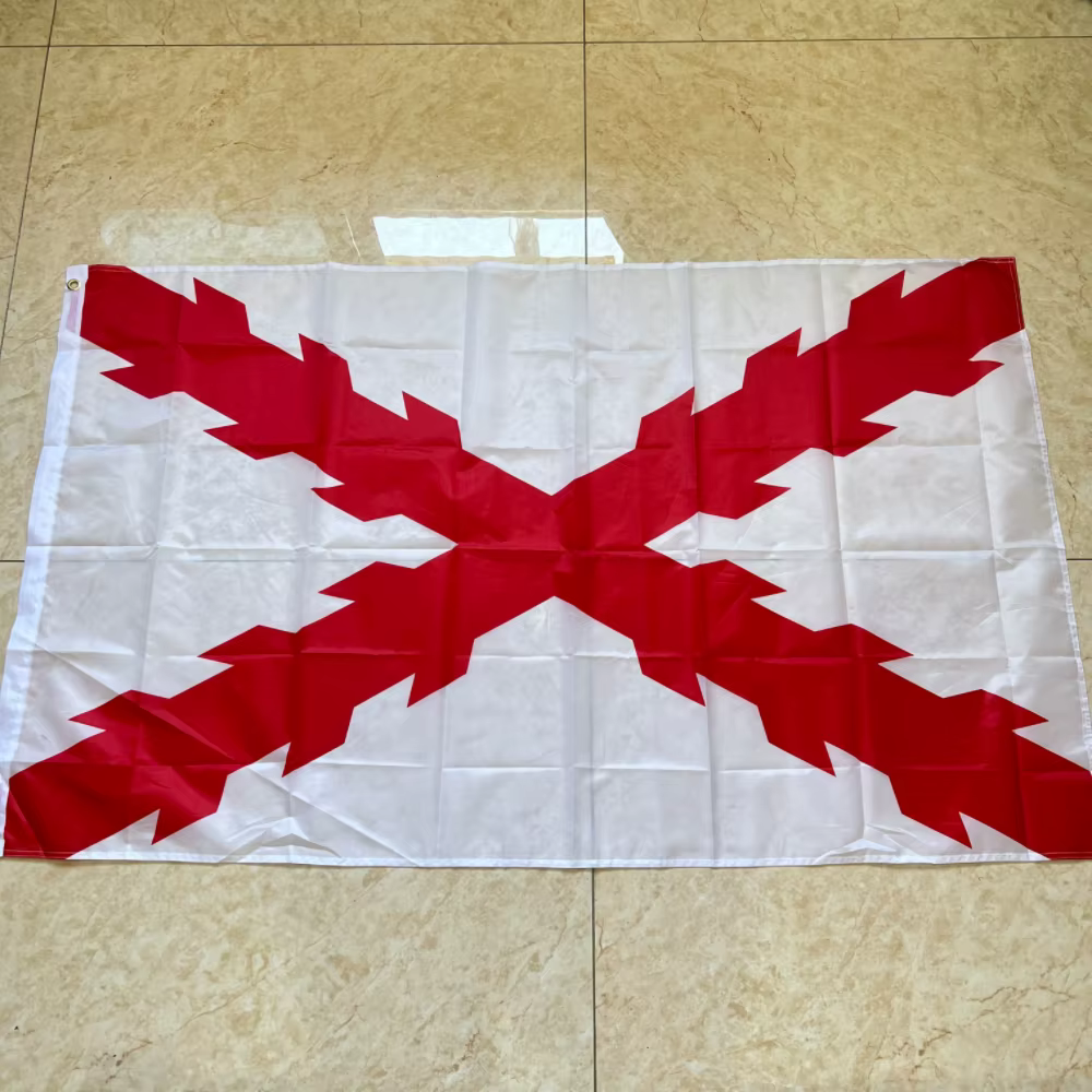 Bandera cruzada Borgoña, 90x150cm, poliéster colgante, estampado de poliéster, bandera cruzada del Imperio español Borgoña, banderas decorativas