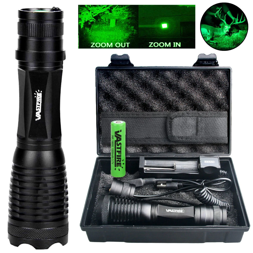 Linterna táctica LED duradera con Zoom de 300 yardas, linterna Ultra potente portátil recargable, uso de emergencia para exteriores, luz UV para caza