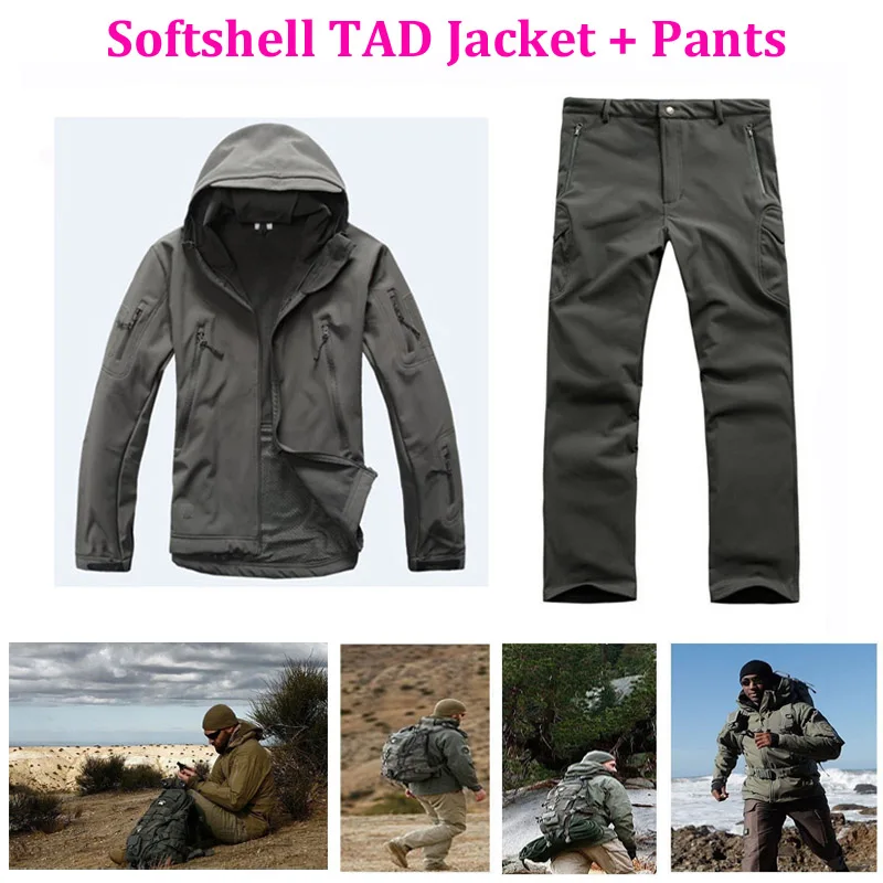 Chaqueta táctica para caza, pesca, escalada, entrenamiento, ropa para exteriores, abrigo para hombre y uniforme acolchado, pantalones a prueba de viento, trajes impermeables