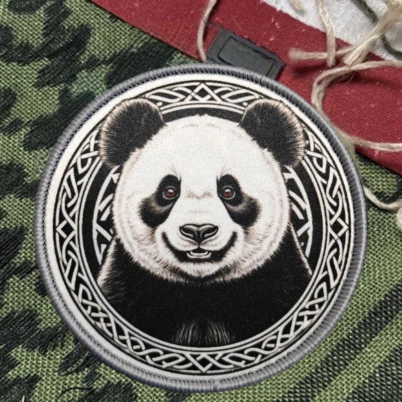 Parche con estampado redondo de Panda, chaleco táctico, sombreros con gancho y bucle, insignia de moral, mochila, pegatinas decorativas, parches para brazalete para ropa - imagen 4