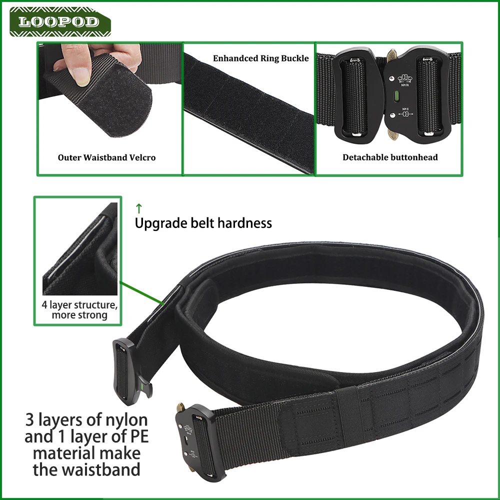 Cinturón táctico de liberación rápida para hombre, hebilla de Metal, MOLLE, láser, Camuflaje, 2 pulgadas - imagen 5