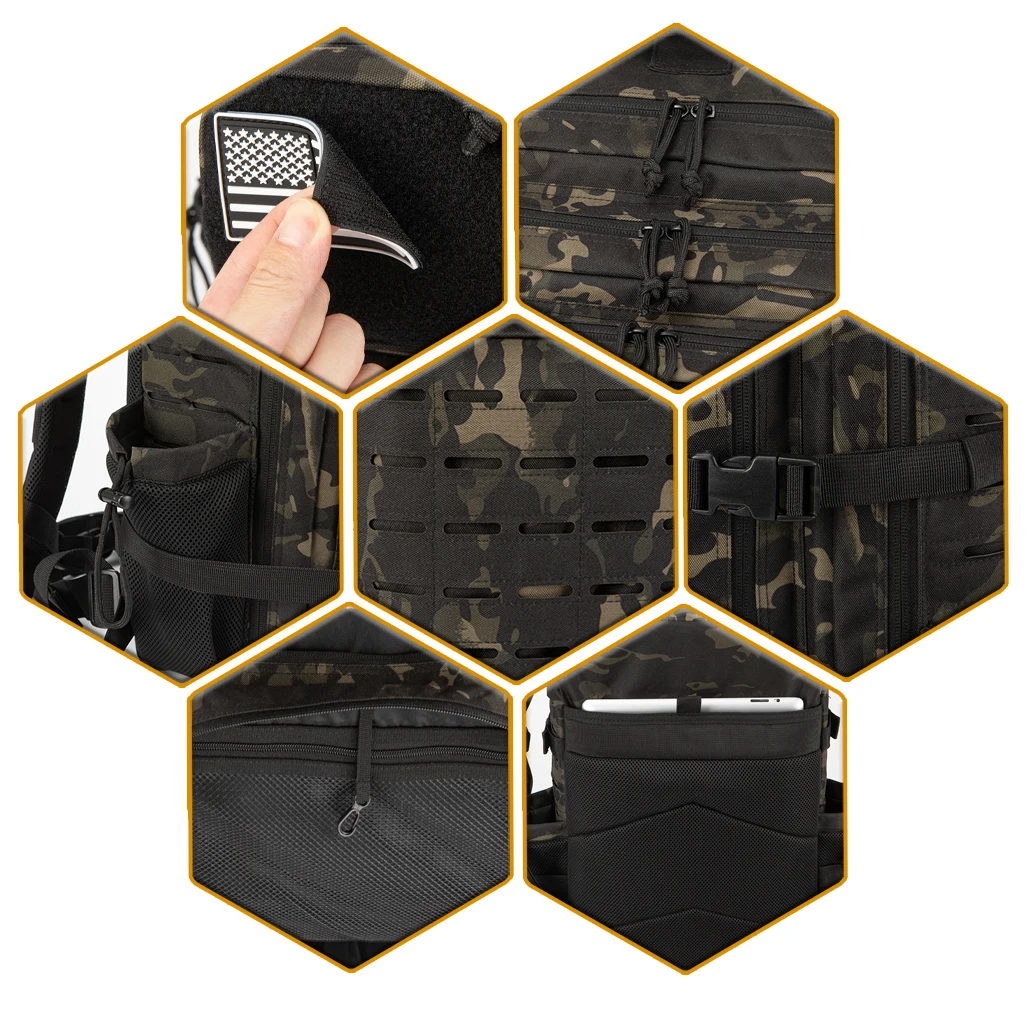 Mochila táctica de 25L/45L para hombres y mujeres, mochila escolar con portabotellas, equipo de camping, mochila, bolsa de viaje para senderismo - imagen 5