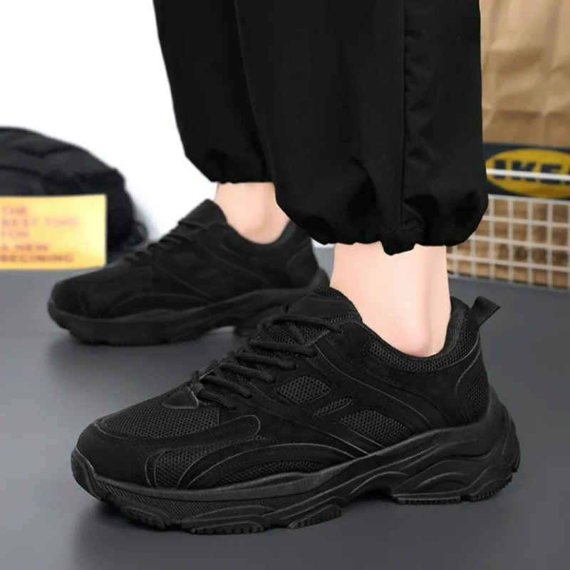 Zapatillas de correr para hombre, calzado informal de moda, color negro, resistente al desgaste, plataforma antideslizante, zapatillas deportivas para hombre, zapato de trabajo al aire libre de calidad - imagen 5
