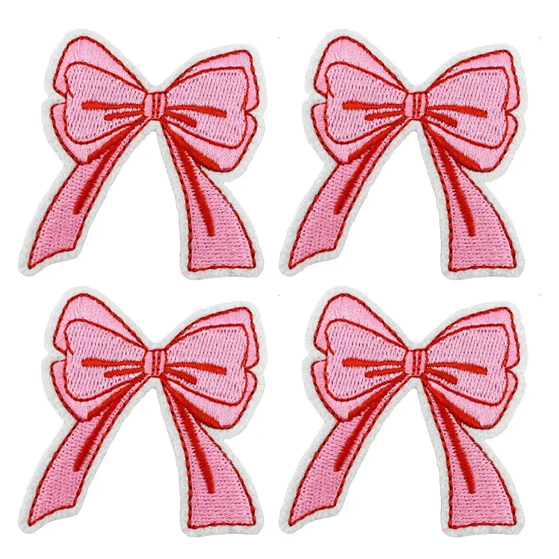 10 Uds parche de dibujos animados pajarita rosa parches bordados DIY parches para planchar para ropa parches termoadhesivos decoración de ropa - imagen 5