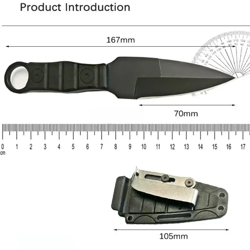 Mini cuchillo recto de aventura para acampar al aire libre, cuchillo de supervivencia de autodefensa portátil edc con funda K, alta dureza. - imagen 4
