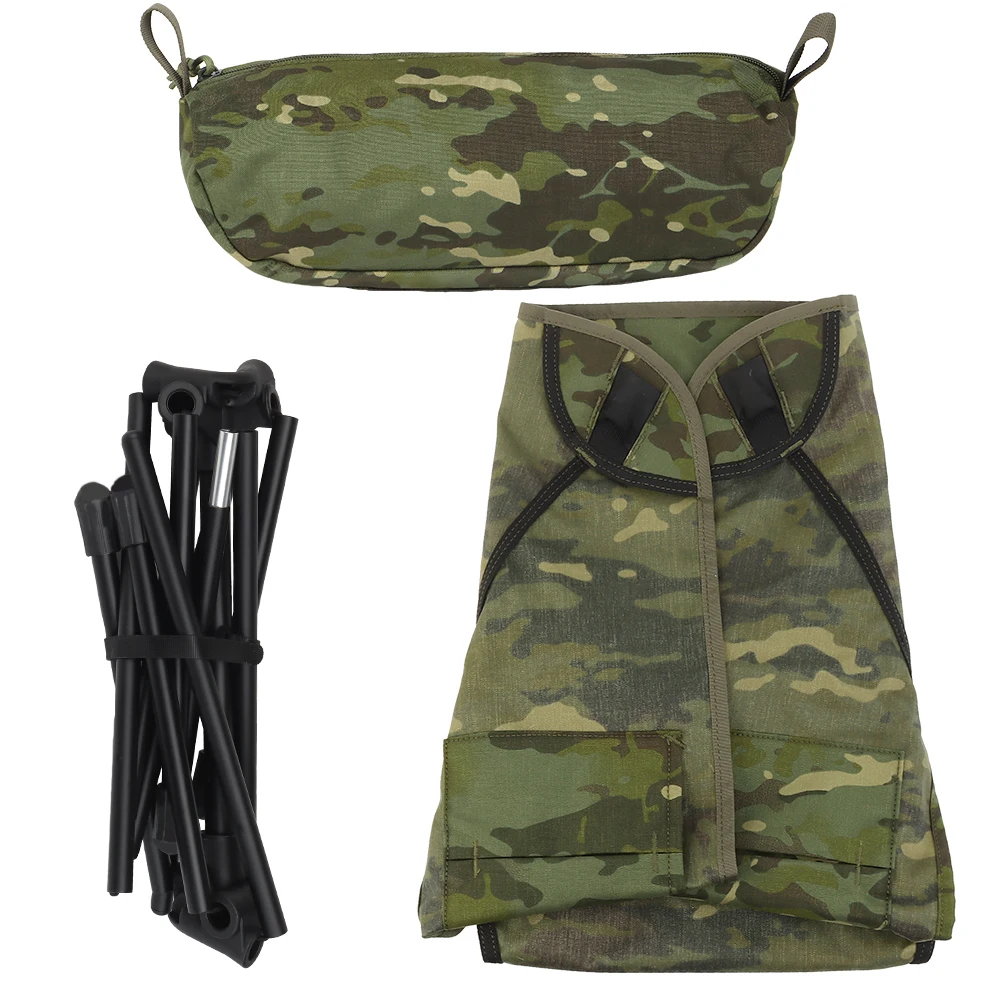 Silla táctica de camuflaje para viajes al aire libre, ultraligera, portátil, para acampar, supervivencia salvaje, escalada, senderismo, Picnic, barbacoa, herramienta de descanso de asiento CS de nailon - imagen 5