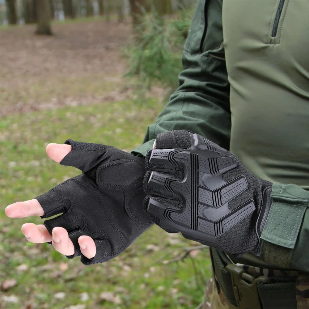 Guantes tácticos sin dedos para exteriores, deportes, senderismo, Camping, caza, montañismo, combate, trabajo en bicicleta, ciclismo, protección antideslizante - imagen 2