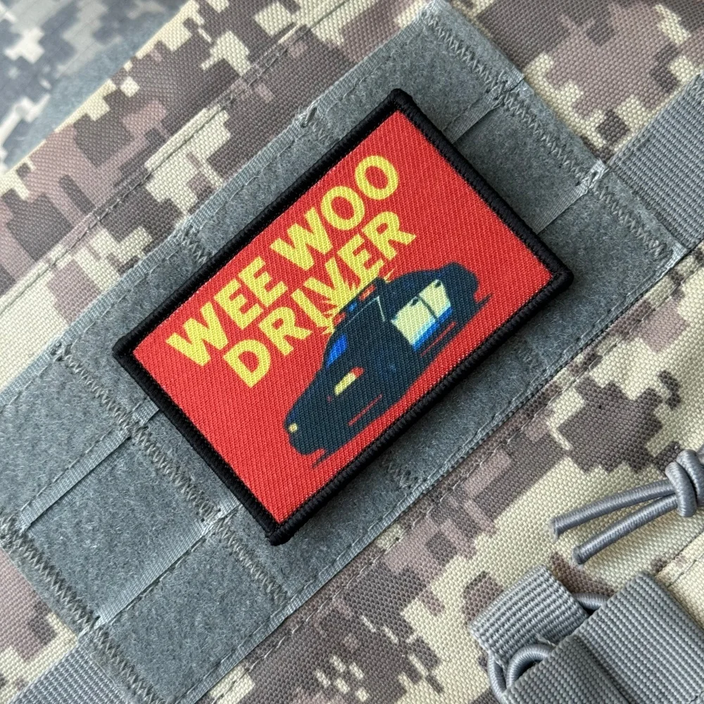 Parche WEE WOO DRWER, insignia de moral táctica, parches impresos con gancho para ropa, mochila del ejército militar, pegatina con apliques personalizados