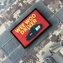Parche WEE WOO DRWER, insignia de moral táctica, parches impresos con gancho para ropa, mochila del ejército militar, pegatina con apliques personalizados