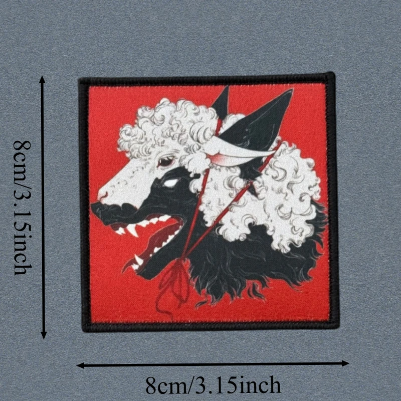 Parche con estampado de demonio de piel de oveja, lobo de Chevron, chaleco táctico, insignia de moral con gancho y bucle, pegatinas para mochila, parches para brazalete para ropa - imagen 3