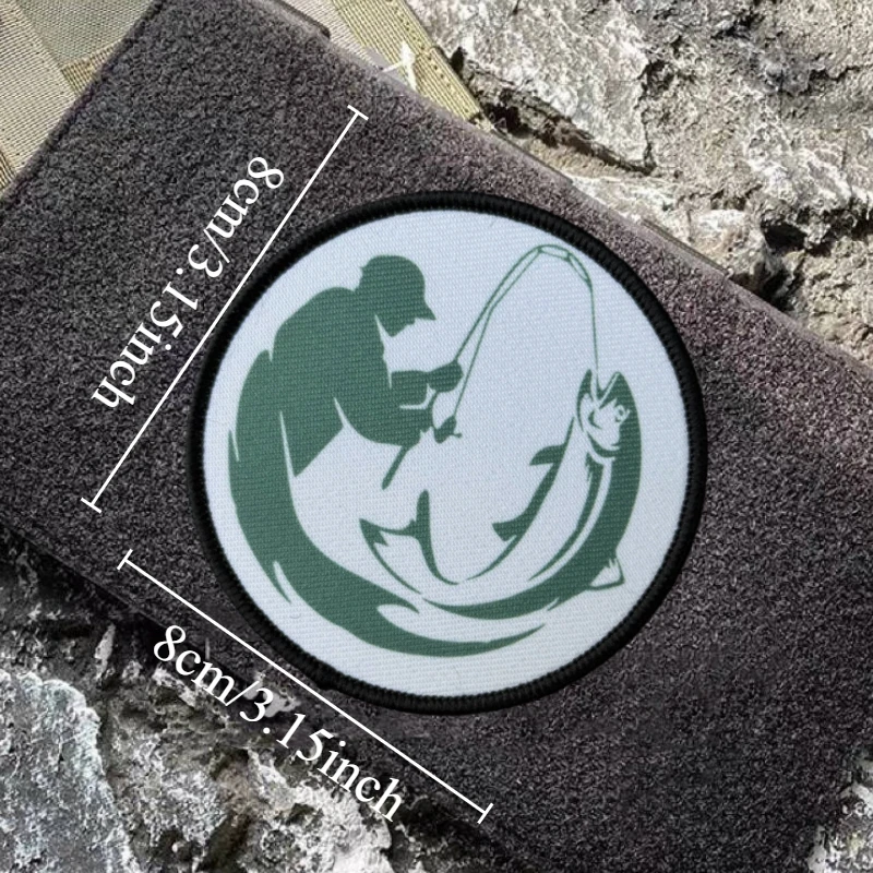 Parche de señal de pesca, insignia de moral táctica, estampado militar, gancho y bucle, mochila, ropa, accesorios decorativos, pegatina, brazalete - imagen 4