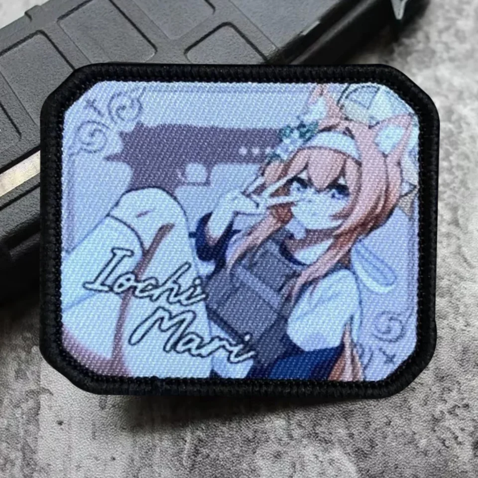 Parche táctico de Chica de Anime para niñas, parches de gancho y bucle impresos, brazalete de engranaje, insignia de moral militar, mochila, pegatinas para ropa - imagen 4