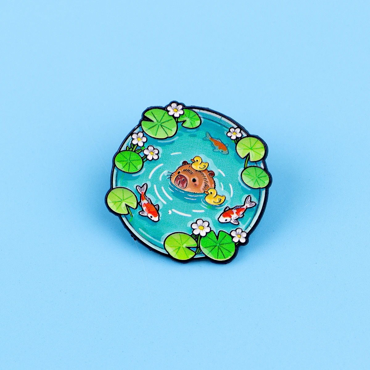 4 Uds. Pin esmaltado bonito Pin de solapa pato Rana Capybara broche conjunto decoración de ropa alfileres de Metal mochila sombrero insignia Accesorios - imagen 5