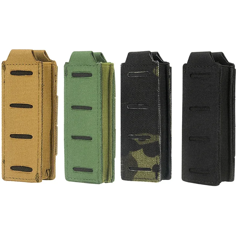 Bolsa Molle para revistas de 9mm para exteriores, soporte individual para Mag, bolsa Universal para linterna cortada con láser, bolsillo para cuchillos, equipo de caza - imagen 2